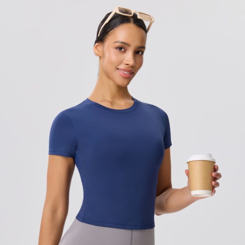 Solid Color Slim Casual Yoga T - Yoga Fitness Training 评论和价格